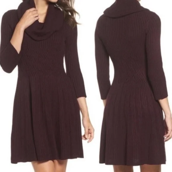 Eliza J Fit and Flare Cowl Neck Sweater Dress (EUC; Purple; Sz. Large) - Picture 6 of 6
